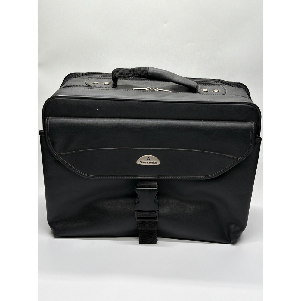 Samsonite Black Faux Leather Laptop Briefcase Business Travel Bag Organizer